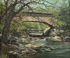 Spring in Cambridge, Vermont by Eric Sloane, Oil on board, sold Oct 2024
