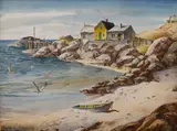 Henry Gasser, Sand, Sea and Rocks, Watercolor and gouache on paper