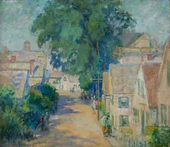 Tree-Lined Streets by Pauline Palmer, Provincetown, Oil on board, sold Oct 2024