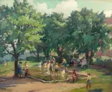 Mabel May Woodward, Afternoon at the Playground, Oil on canvas
