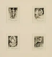Morris Henry Hobbs, Morning, "Sun Bathing", "After the Siesta" and "Evening", Etching