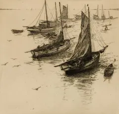 Morris Henry Hobbs, Boats at Plougastel Brittany, Etching