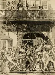 Morris Henry Hobbs, Mardi Gras on Royal St. Old New Orleans, 1940, Etching