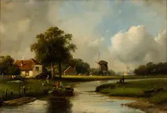 Adrianus Jacobus Vrolijk, Country Scene, Oil on panel