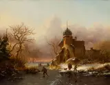 Fredrik Marinus Kruseman, Winter Landscape with Skaters, Oil on panel
