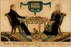 Joseph H. Davis, Portrait of Jonathan and Abigail Hill, 1836, Watercolor on paper