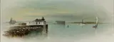 George M. Hathaway, Fort Gorges and Portland Breakwater Light, Oil on panel
