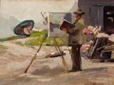 Abraham Bogdanove, 'Redfield' Painting on Monhegan, Oil on board