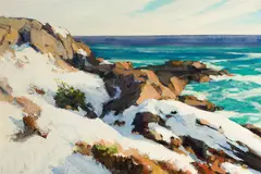 Jay Hall Connaway, Late Winter, Monhegan, Oil on panel