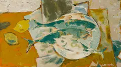 Alex Minewski, Three Fish, Oil on canvas