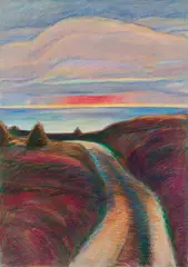 Elena Jahn, Path to Lobster Cove #2, Oil pastel on paper