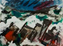 Cliffs and Surf by Leo Brooks, Watercolor on paper, sold Apr 2024