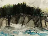 William Thon, Bear Island, 1966, Watercolor and ink on paper