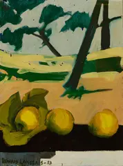 Bernard Langlais, Landscape with Fruit, 1953, Oil on linen