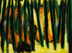 Bernard Langlais, Trees, c. 1957, Oil on paperboard