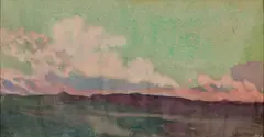 George Hallowell, Purple Sky, Watercolor on paper