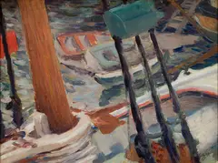 William Edouard Scott, Fishing Boats, Haiti, Oil on canvasboard