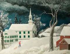Ernest Fiene, Old Connecticut Church, Oil on canvas