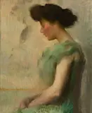 Frederick Andrew Bosley, Portrait of a Woman in Profile, Oil on canvas