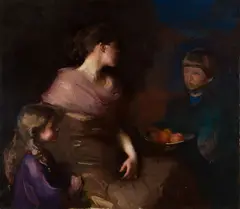 Frederick Andrew Bosley, Woman and Children with Apples, Oil on canvas