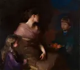 Frederick Andrew Bosley, Woman and Children with Apples, Oil on canvas
