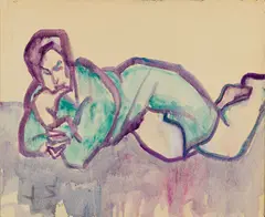 Joseph Solman, Two Works, Watercolor on paper laid to canvas