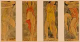 Abraham Walkowitz, Four Views of Isadora Duncan, Watercolor, ink and pencil on paper