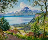 Humberto Garavito, View of Lake Atitlan, Oil on canvas