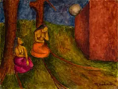 María Izquierdo, Moonlight Scene, 1936, Tempera on paper