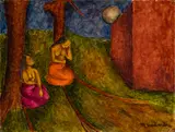 María Izquierdo, Moonlight Scene, 1936, Tempera on paper