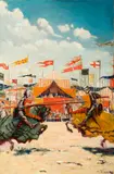 Anthony Thieme, The Knights Met in Mid Space With a Shock Like a Thunderbolt, Oil on canvas