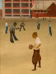 Allan Crite, Playing Stick Ball, Boston, c. 1936 , Oil on canvasboard