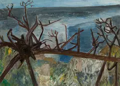 Morris Shulman, Fallen Tree and Sea, Casein and pastel on paper