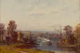 John Joseph Enneking, Autumn on a Branch of the Seine, Oil on panel