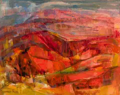 Marion Huse, Sunset Landscape, Oil on canvas
