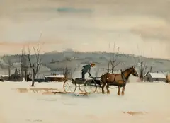 Paul Sample, Manuring the Field, Watercolor on paper