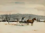 Paul Sample, Manuring the Field, Watercolor on paper