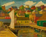 Frank Howard Kidder, Harbor Hill, Oil on canvas
