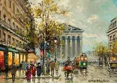 Madeleine by Antoine Blanchard, Rue Royale, Oil on canvas, sold Apr 2024