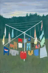 Charles Martin, Laundry Line, Gouache on paper