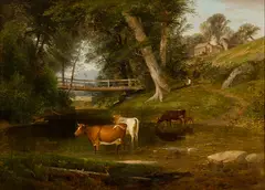 Samuel Lancaster Gerry, Cows Wading in a Stream, 1857, Oil on canvas