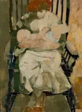 Abraham Rattner, Mother and Baby, Acrylic on masonite