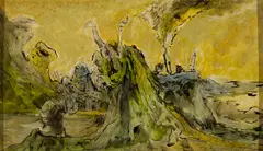 Smoky Mountains by Kurt Seligmann, Watercolor on board, offered Apr 2024