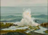 Melville Stark, Crashing Wave, Oil on board