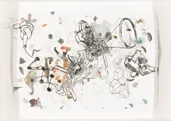 Mark Fox, Oddment (The Biggish Bang), 2005, Ink and watercolor on paper with metal pins