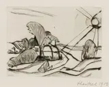 Erich Heckel, Landscape with Sun, 1913, Etching