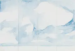 "Clouds" (Study for Screen and Panel) by Frances Kornbluth, Watercolor and pencil on paper, sold Nov 2023