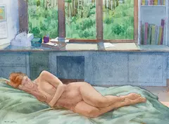 DeWitt Hardy, Interior with Rain, Watercolor on paper