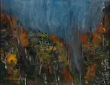 "In the Woods" November by Friedrich Karl "Fritz" Richter, 1984, Acrylic on canvasboard, offered Nov 2023