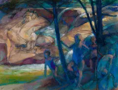 Lincoln Perry, Diana's Options, Oil pastel on paper laid to foam board